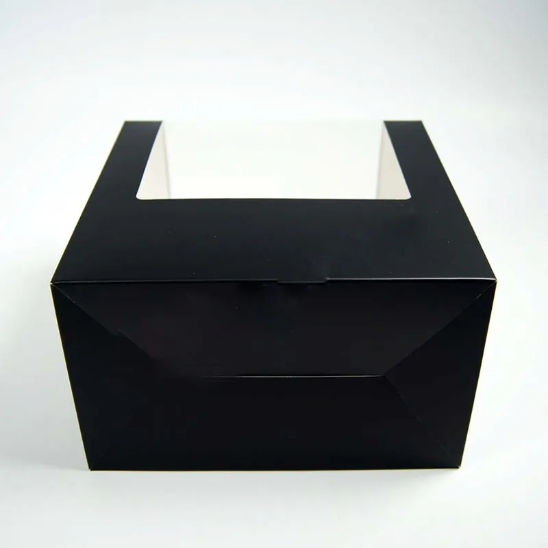 

50pcs Classic Black Paper Folding Box with PVC Window Party Gift Box Hats Packing Boxes Wholesale WB171