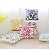 embroidered cushion cover geometric cotton canvas square home decorative embroidery throw pillow cover 45x45cm mandala floral