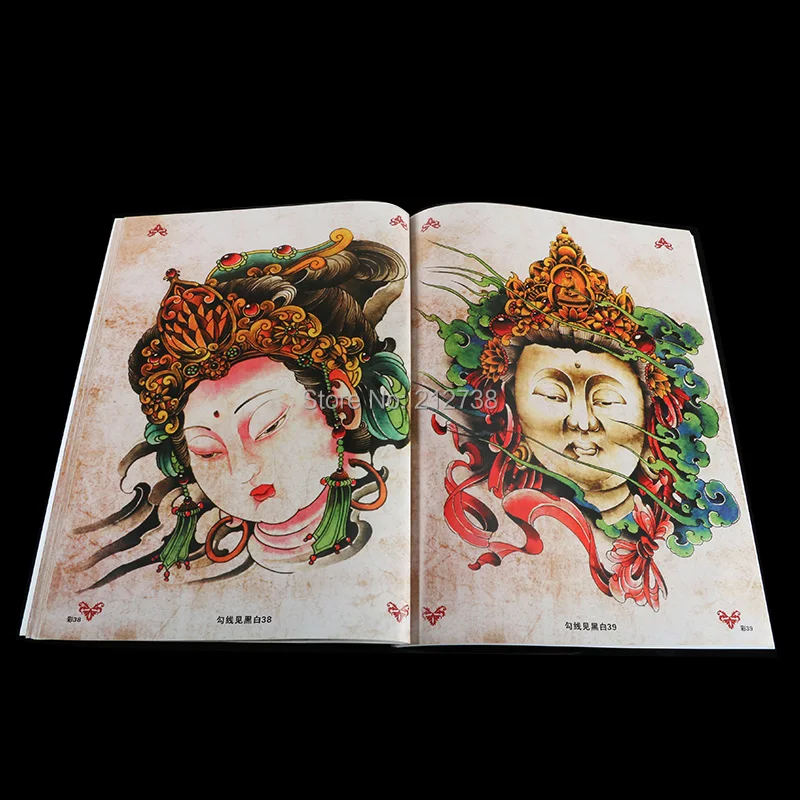 1 шт. А4 Размер тату Flsh книга Hannya Череп Призрак Будда Цветок Дракон картина