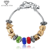 attractto new multi color handmade owl animal bracelets bangles for women chain crystal jewelry adjustable bracelets sbr150150