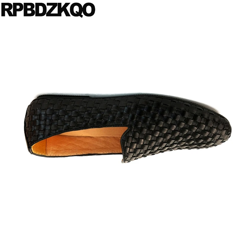 Роскошные кожаные туфли лоферы из воловьей кожи дышащие плетеные мужские летние