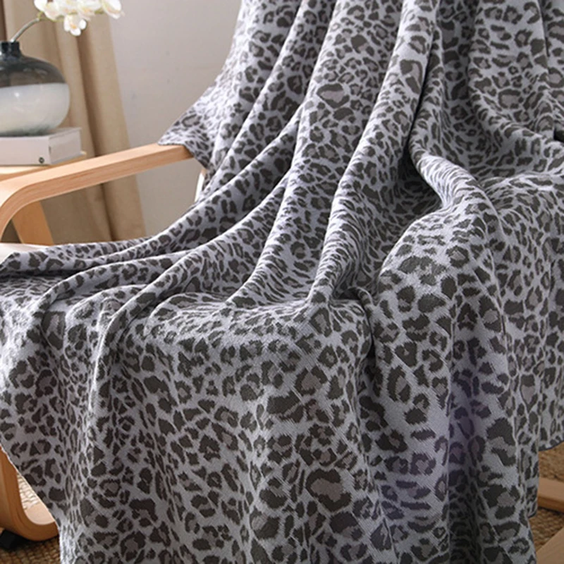 High Quality 120*180cm Leopard Knitted Thread Blanket for Bed Cotton Sofa Decorative Throw Blankets Bedspread Birthday Gift | Дом и сад