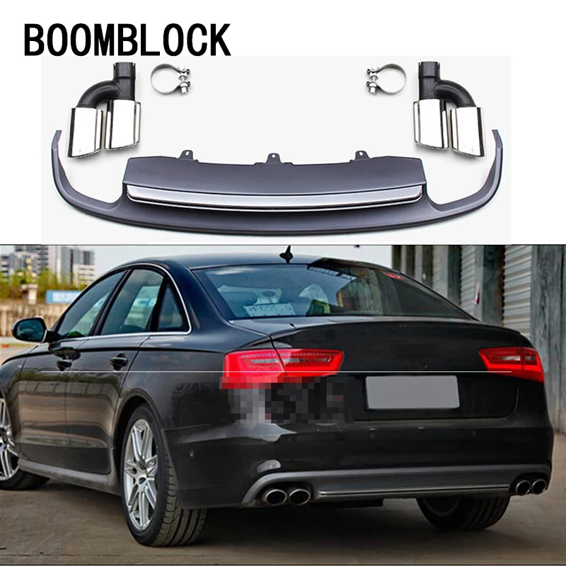1 комплект автомобильный диффузор на задний бампер для Audi A6 C7 2012 2013 2014 2015 2016 4