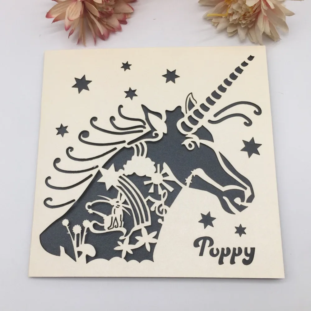 

100pcs/lot Exquisite Unicorn Pattern Wedding Invitations Card Laser Cut Greeting Card Birthday Party Invitations Cards