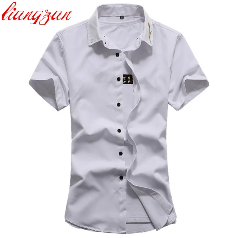 Мужские модельные рубашки новинка 2017 приталенные Летние повседневные брендовые