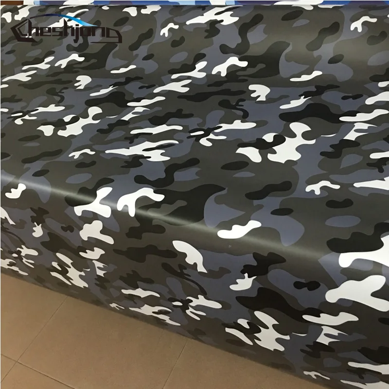 Виниловая пленка для автомобиля Arctic Camouflage черный белый синий Джамбо камуфляжная