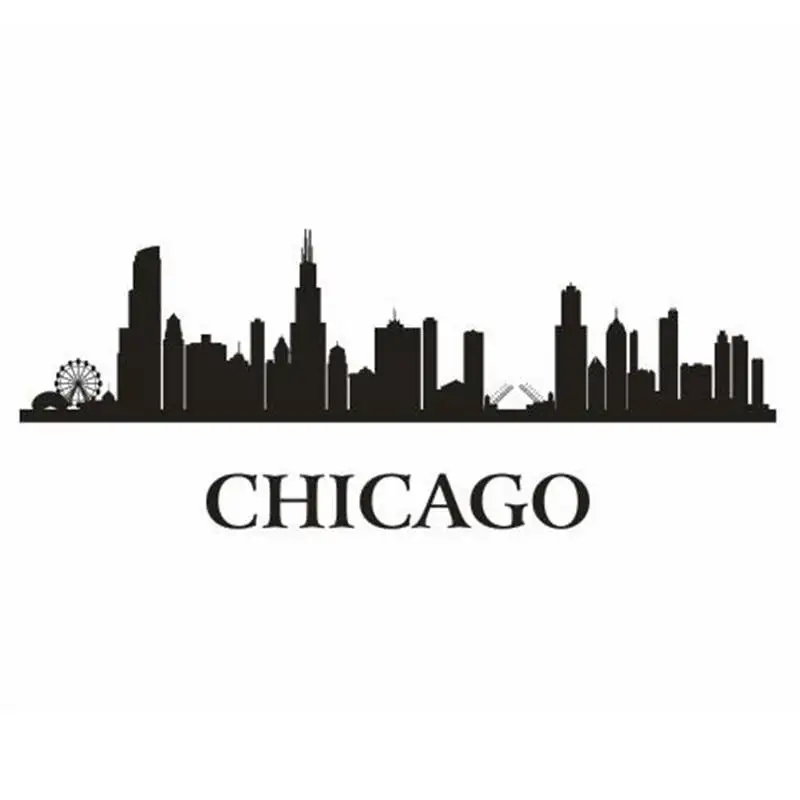 

CHICAGO Decal Wall Sticker Vinyl Stickers Decor Mural Art Living Room Home Decoration Landmark Skyline Wall Decal
