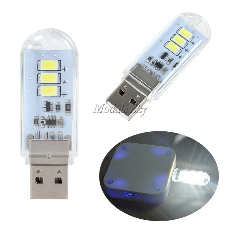 1 шт. 5 в USB 3 светодиода SMD белый/теплый свет s лампа для кемпинга светильник льник