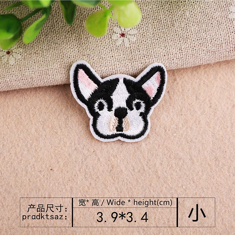 5 шт. вышитые Мультяшные тканевые наклейки Бостон-терьер голова щенка