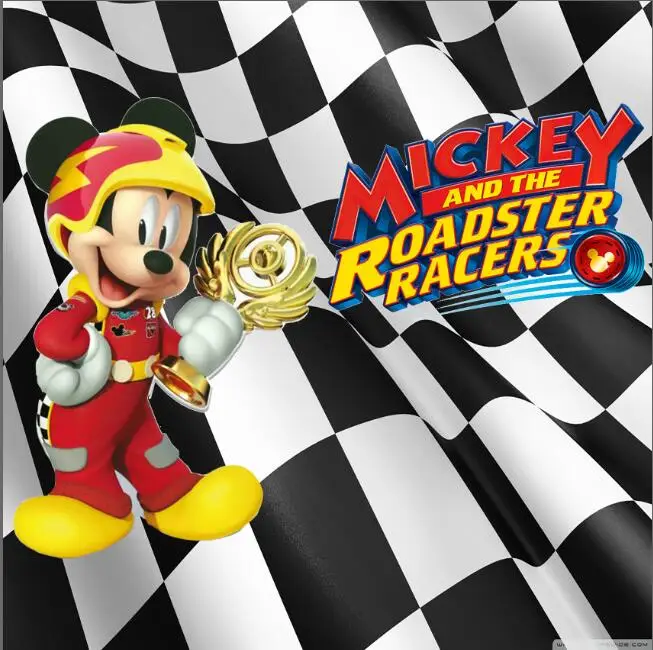 Фон для фотосъемки Colorwonder Mickey Roadster Racers Racer с золотой чашкой 5x7ft черно белый
