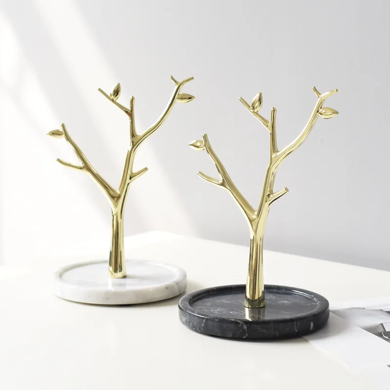 New Natual Marble Leaf Branch Jewelry Stand for Home Decoration and Necklace Rings Display Tree Ornaments