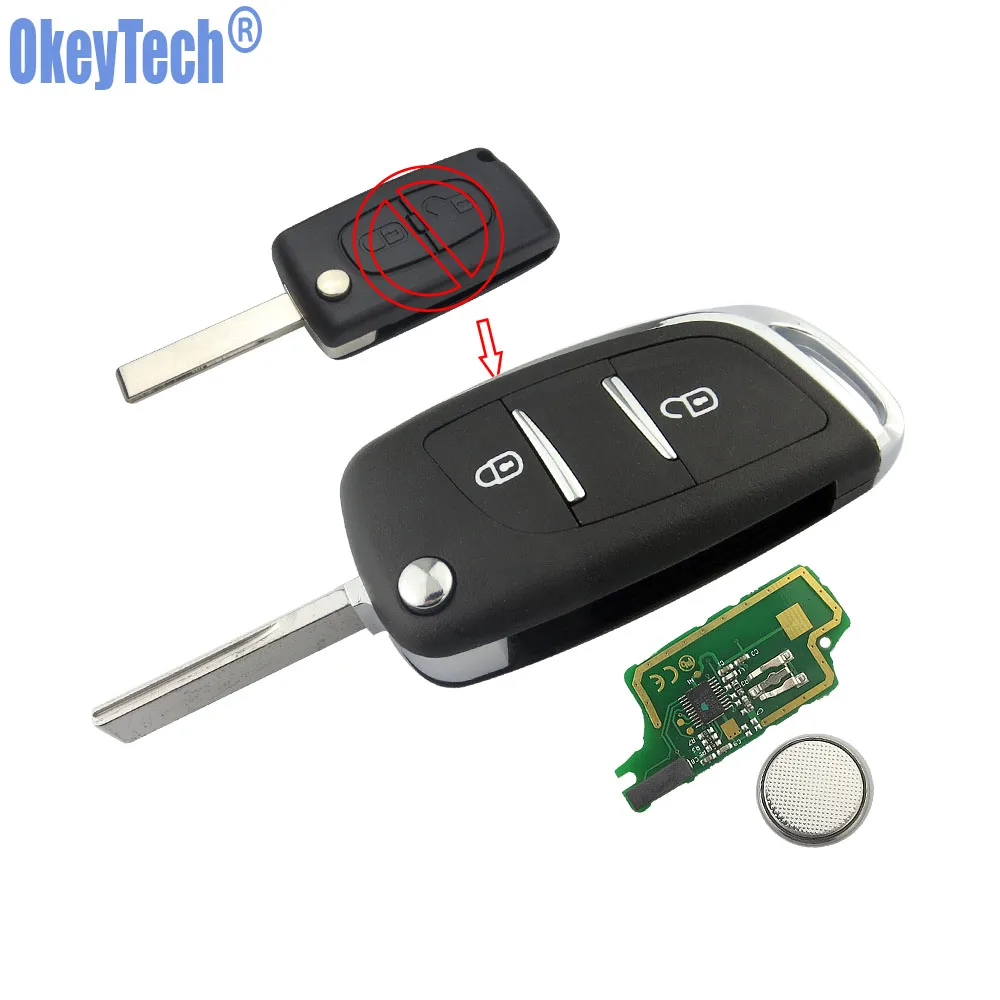 OkeyTech 2 кнопки автомобильный модифицированный дистанционный брелок ID46 чип 433 МГц