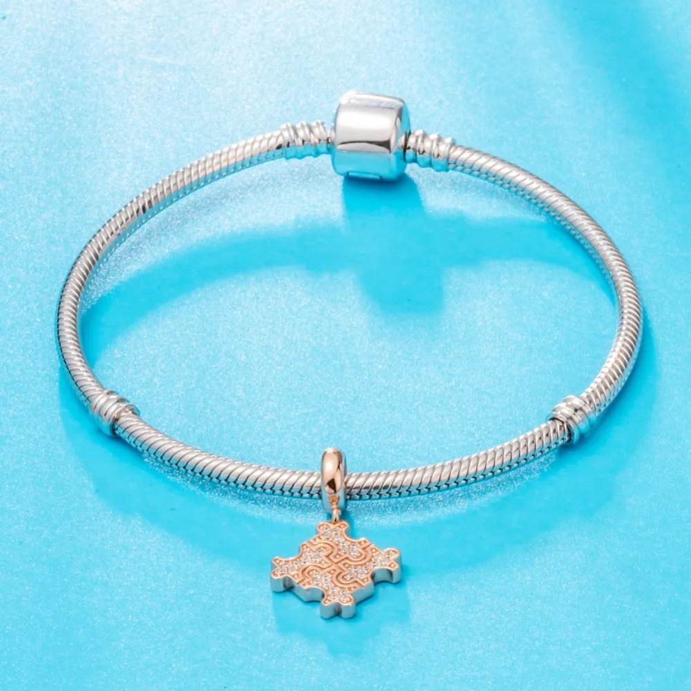 Choruslove Autism паззл мотаться Шарм 925 пробы серебро любовь сердце бусы fit Pandora