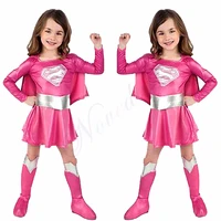 fancy girls superhero dress birthday party supergirl super hero cosplay costume christmas halloween costume for kids child