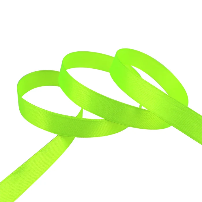 Fluorescent green 25 ярдов/рулон) 1/"(12 мм) односторонняя Свадебная атласная лента украшение подарок рождественские ленты - Цвет: Fluorescent green