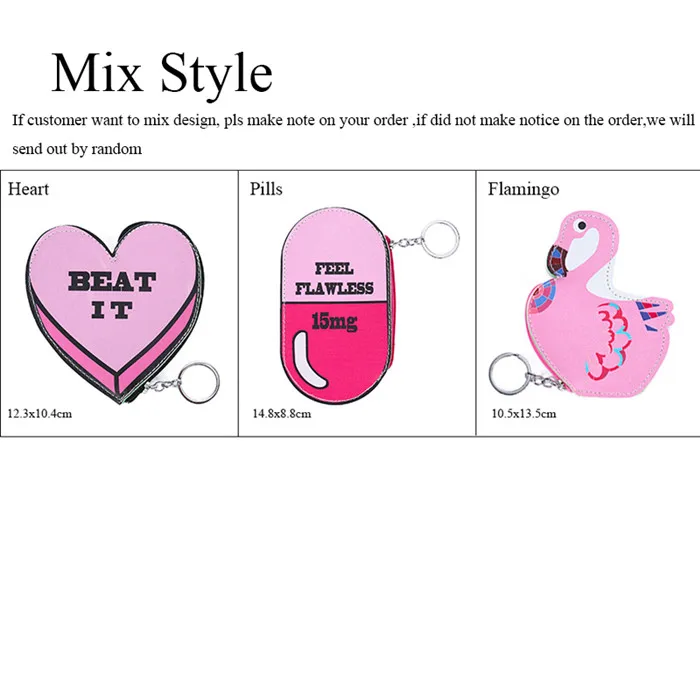 Mix Style 2 шт. кожаный кошелек с рисунком сердца для девочек, сумка для монет с изображением животных, кавайный принт, Детская сумка, сумка для мелочи, хранение денег - Цвет: Mix Style