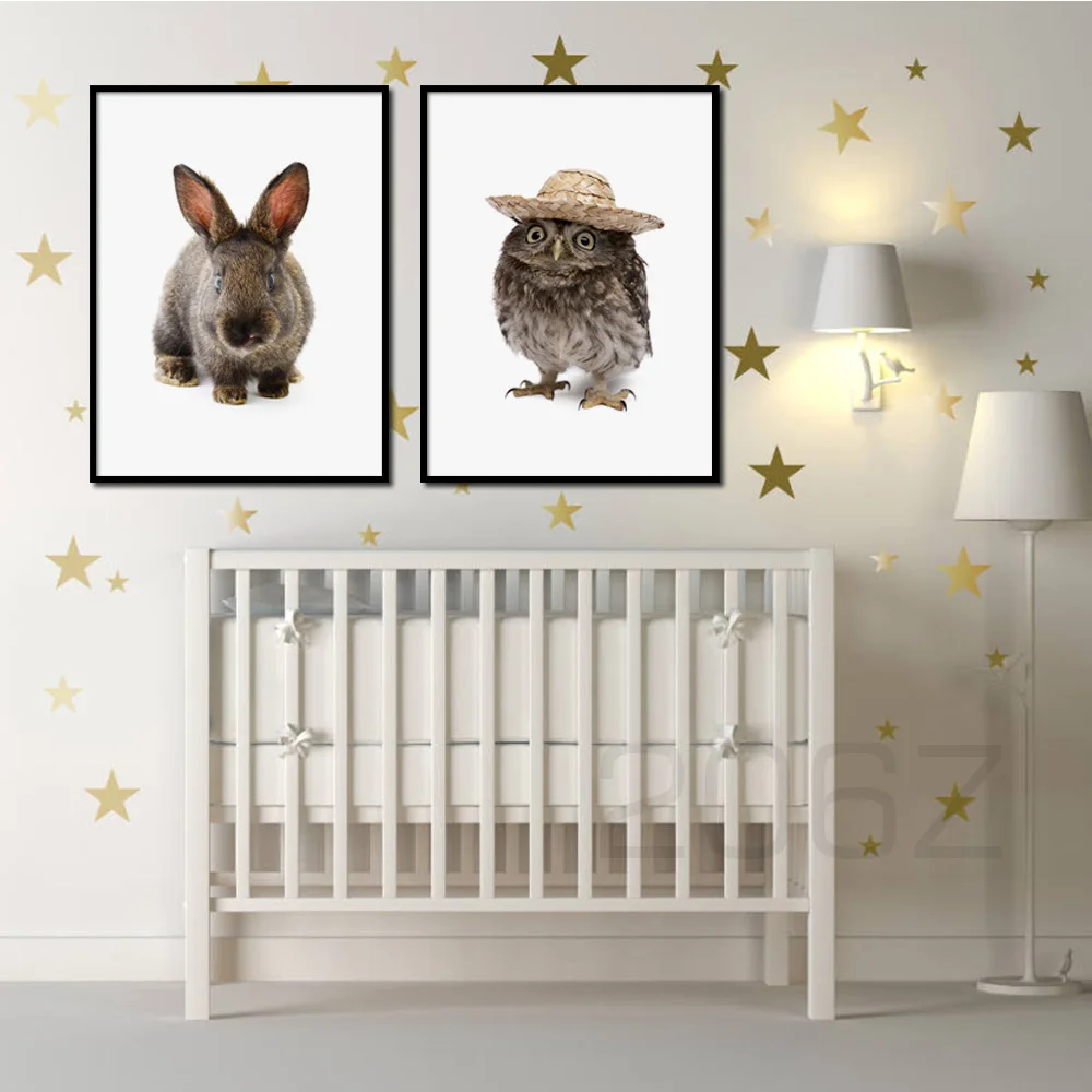 Кролик Сова кошка ежик коала Цыпленок животные скандинавские постеры и принты