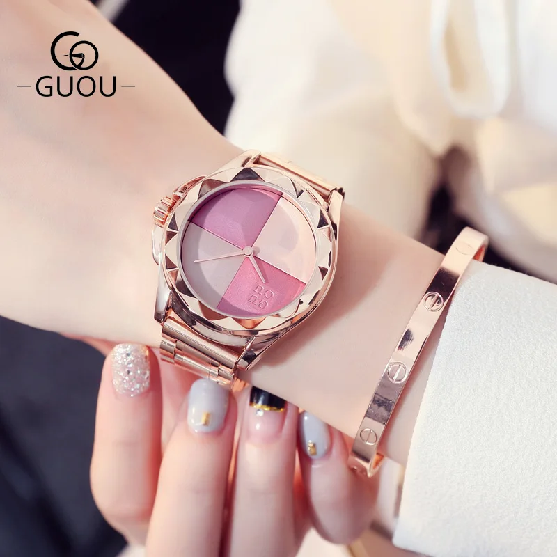 Женские Кварцевые Часы GUOU высококачественные аналоговые наручные часы 3ATM в
