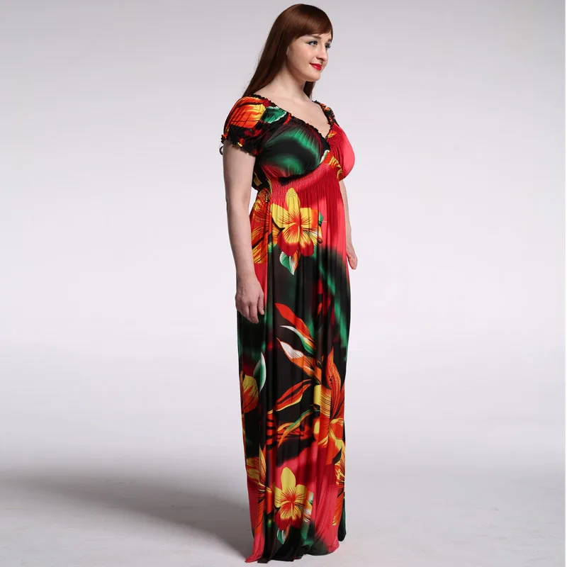 Размера плюс 5XL 6XL 7XL женское платье в богемном стиле с цветочным рисунком льда
