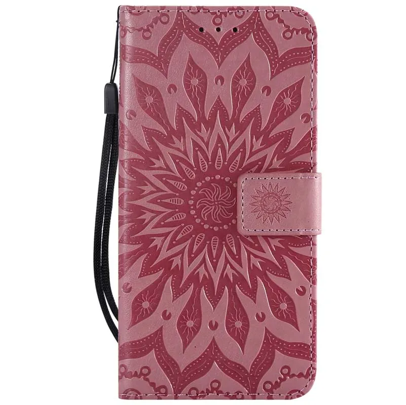 Funda For Huawei Y9 2019 3D sunflower double Embossed PU Stand Leather Case Mate 20 Nova 3 Honor 8X 8C Cases cover | Мобильные