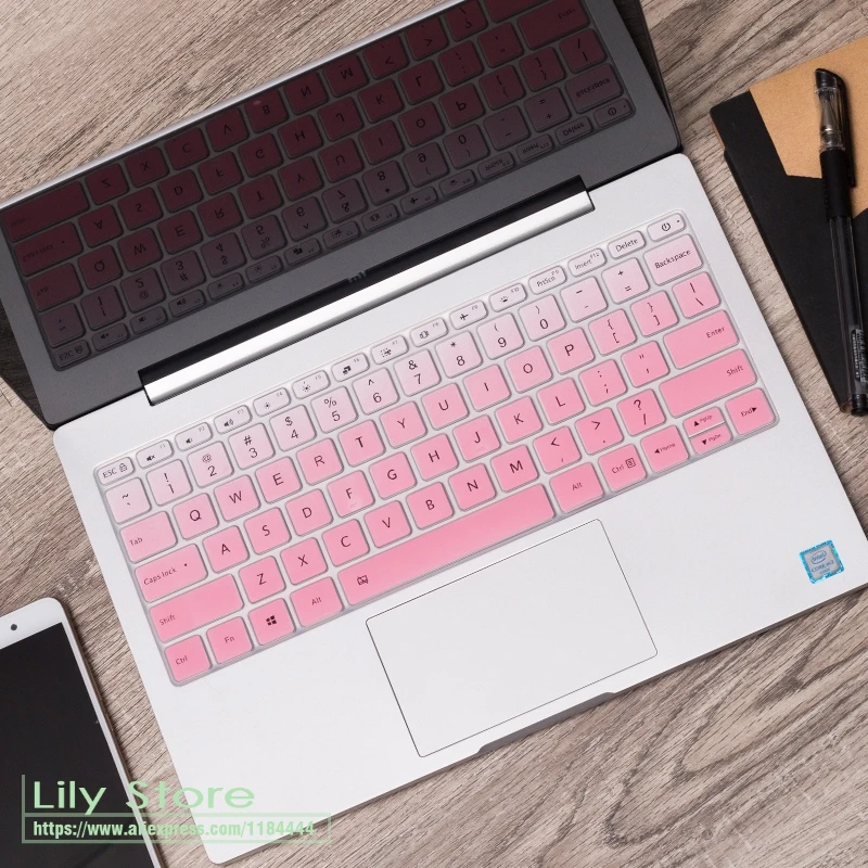 fadepink Для Xiaomi Mi notebook Air 13,3 Цветной силиконовый чехол с клавиатурой защитная пленка 13 дюймов - Цвет: fadepink