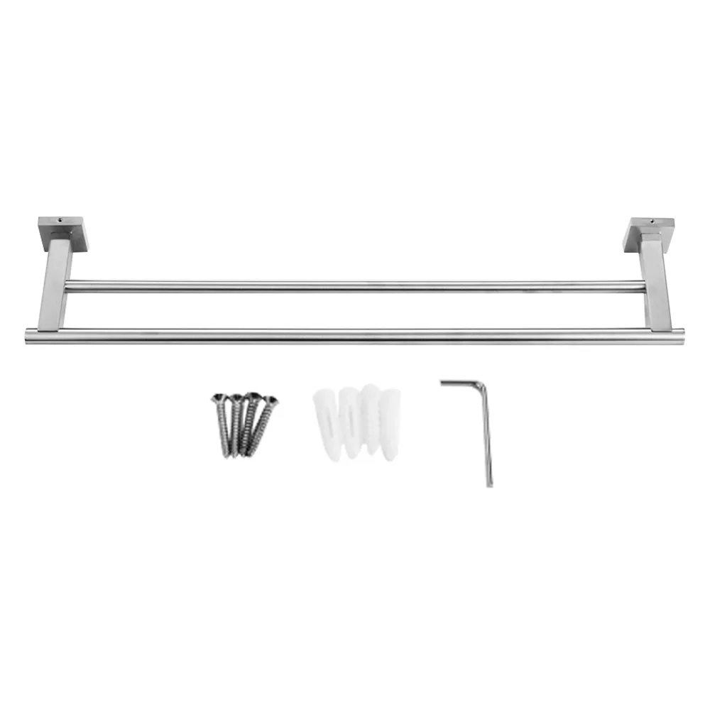 Towel Rail Double Bar Bathroom Hardware Brushed Surface Stainless Steel For Home Clothes Wall Mounted | Обустройство дома
