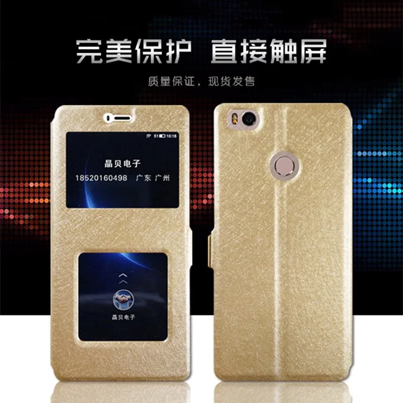 Для Xiaomi Mi 5 5S 6 6X Redmi 4 4A 4X 3S 5A Note 3 сумка с шелковой текстурой двумя окнами PU кожаный