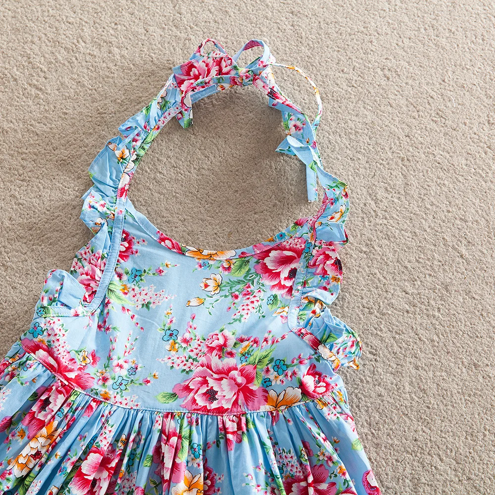 NEAT Baby Girl Dress Brand Summer Beach Style Floral Print Party Backless Dresses For Vintage Toddler Clothing 2-10Yrs | Детская одежда