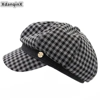 xdanqinx elegant delicate adult womens cap newsboy caps fashion british octagonal hat for women novelty personality hip hop hat