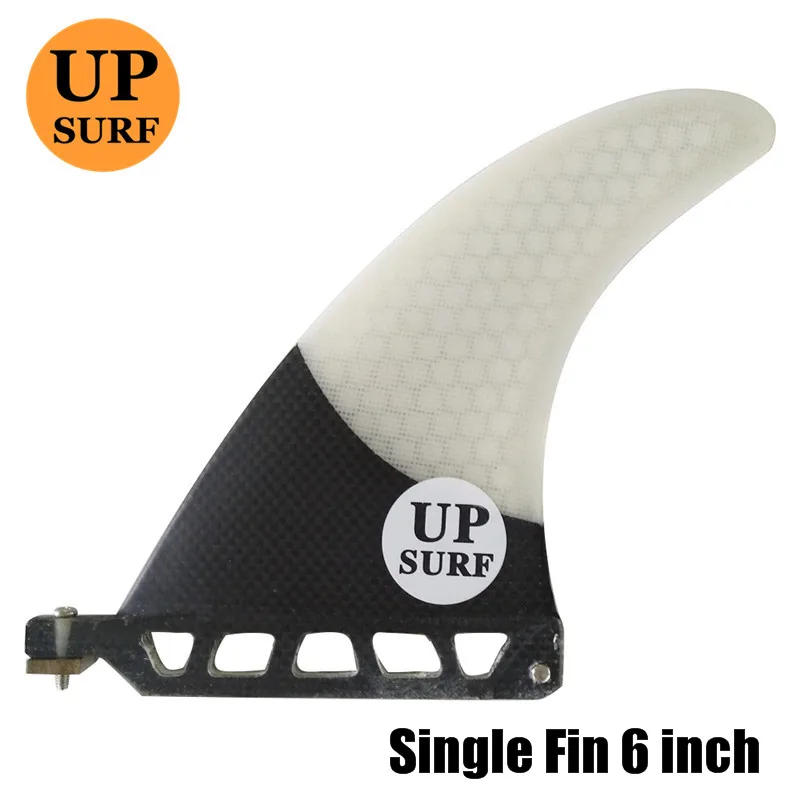 6 inch White Доска для серфинга с одним плавником из стекловолокна " /7"/" /9" плавники SUP доска Quilhas плавники UPSURF логотип центральное ребро Углеродные средние плавники - Цвет: 6 inch White