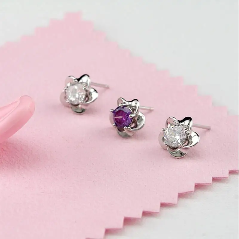 Женские серьги-гвоздики из серебра 925 пробы с фианитом | Украшения и аксессуары