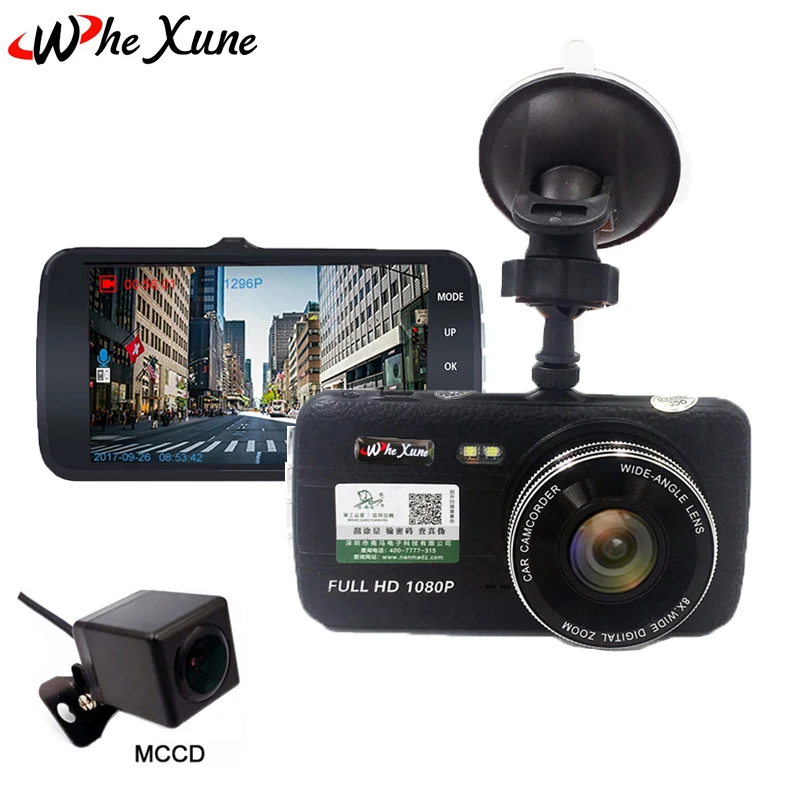 Whexune 2018 4.0 дюймов Видеорегистраторы для автомобилей Full HD 1296 P видео рекордер