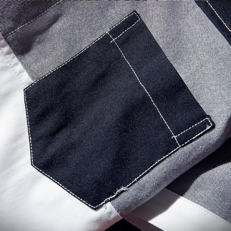 Мужская клетчатая рубашка с карманами Повседневная приталенная большого