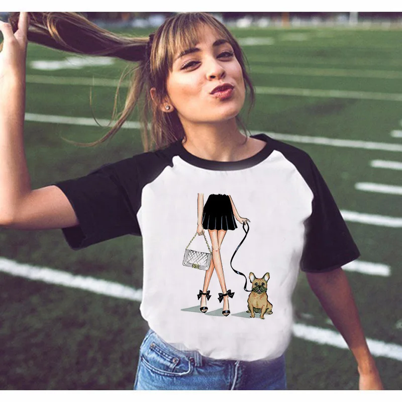 Женская футболка с принтом французского бульдога мопса женская изображением