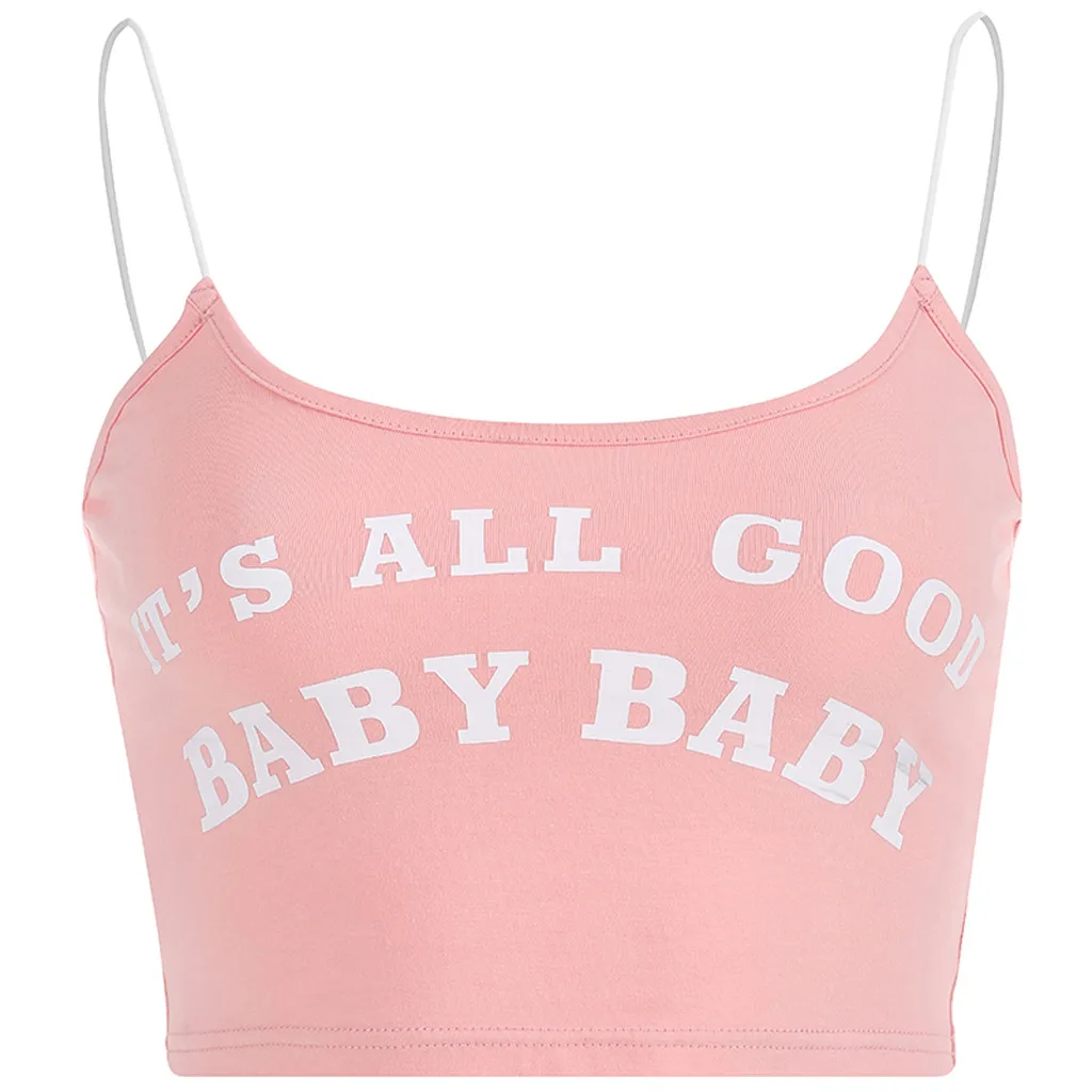 Женский короткий жилет SAGACE Розовая Майка с буквенным принтом укороченный топ на