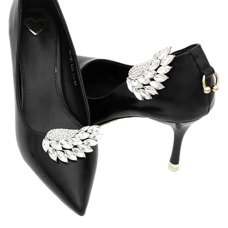 Зажим для обуви серебристые крылья съемная пряжка сделай сам женские туфли на