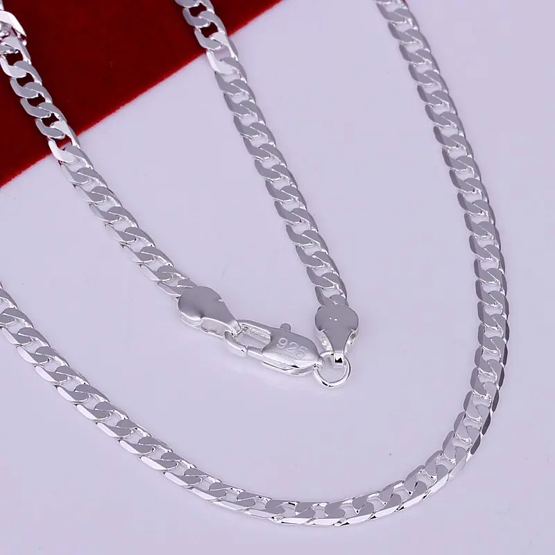 

N132 4MM/20inch Factory Price Free shipping 925 silver necklace.fashion jewelry Men's Chain necklace