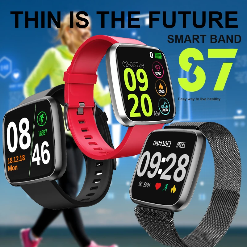 S7 Smart Bracelet Heart Rate Blood Pressure Monitor Call Message Reminder Fitness Tracker Waterproof Women Men Watch | Электроника