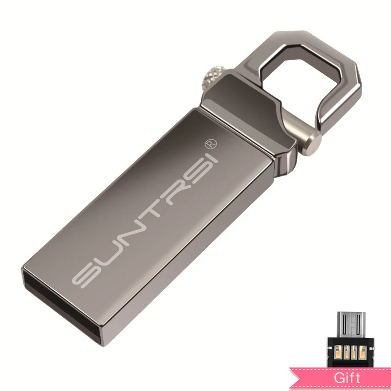 Suntrsi USB флеш-накопитель 16 Гб металлическая Флешка 32 Гб USB флешка высокоскоростной флеш-накопитель горячая Распродажа USB флеш-накопитель с реальной емкостью - Цвет: with OTG adapter