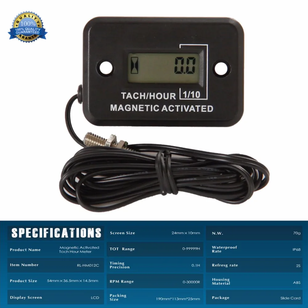 Digital gasoline Diesel engine hour meter tachometer for mining machinery concrete mixer generator Excavator roller mast crane | Автомобили