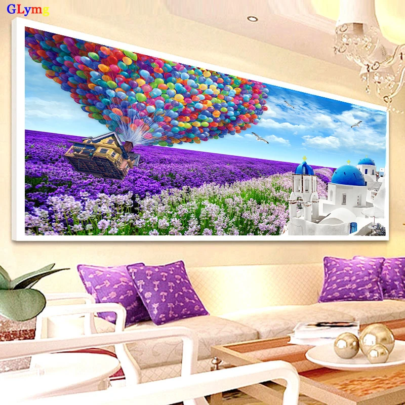 5D Diy Алмазная Картина Вышивка крестом фиолетовый воздушный шар вышивка белый
