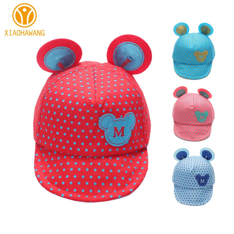 Dots Baby Cap Mouse Cotton Girls Boys M Baseball Sun Hat With Ear Spring Summer Hats For Boy Girl 2018 Accessories | Детская одежда и