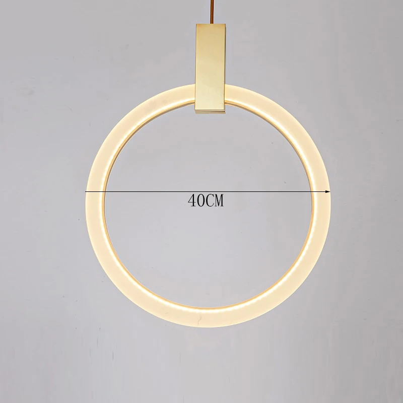 Современный Лофт светодиодный подвесной светильник s алюминиевое кольцо подвесной светильник вручение светильники лестница ресторана Светильник Бар Салон вилла подвесной светильник - Цвет корпуса: Gold 40CM
