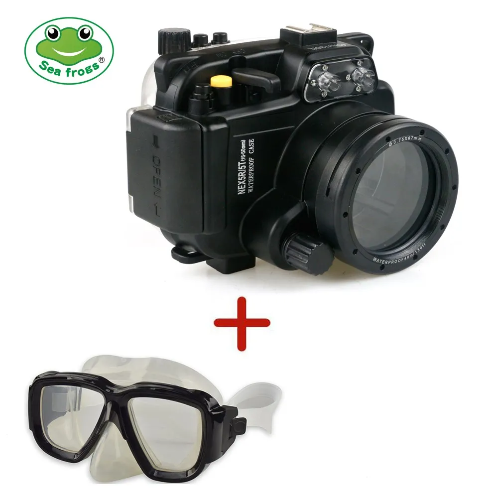 Для камеры sony NEX 5R 5 T 16-50 мм водонепроницаемый корпус для фотографии чехол для подводной камеры+ маска для ныряния Meikon - Цвет: Case Black Glasses