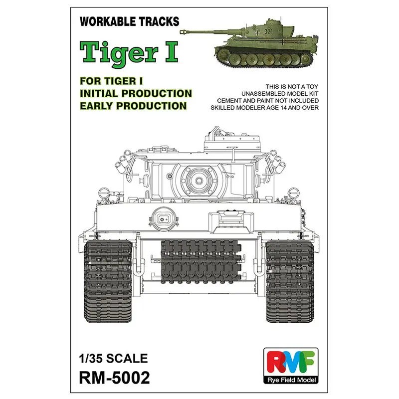 Ржаная полевая модель рфм 1/35 рабочий трек для Tiger I раннее производство масштаб