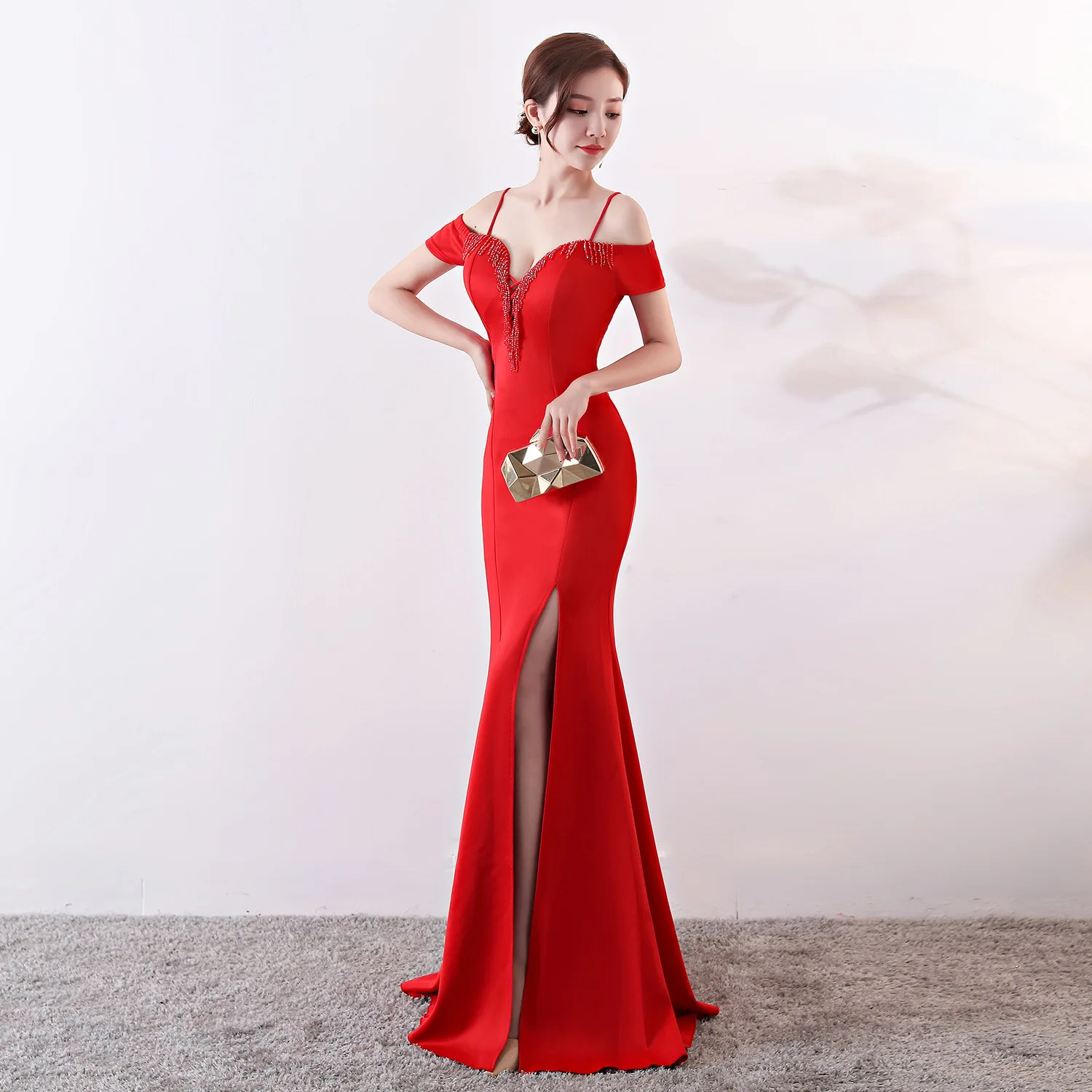 Новые официальные Красные кружевные вечерние платья привлекательная одежда для