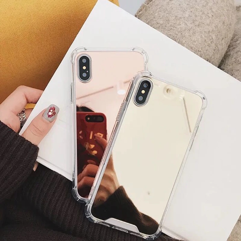Зеркальный чехол для телефона iphone 7 8 6s 6 plus X XR XS Max милый мягкий ударопрочный из ТПУ