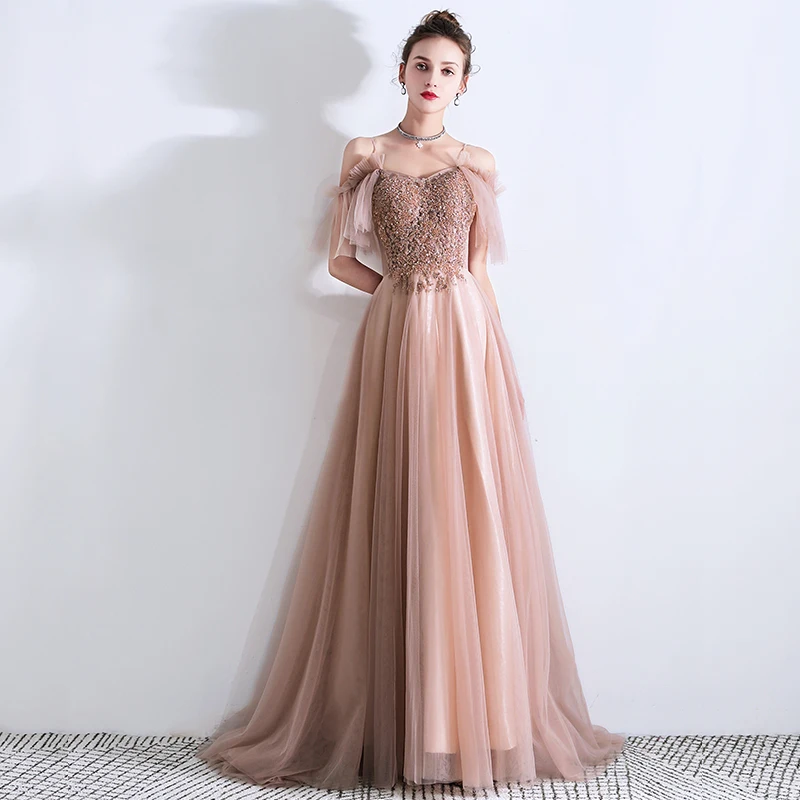 SSYFashion/Новые элегантные длинные вечерние платья для банкета, вечерние платья с блестками и бисером, вечерние платья длиной до пола