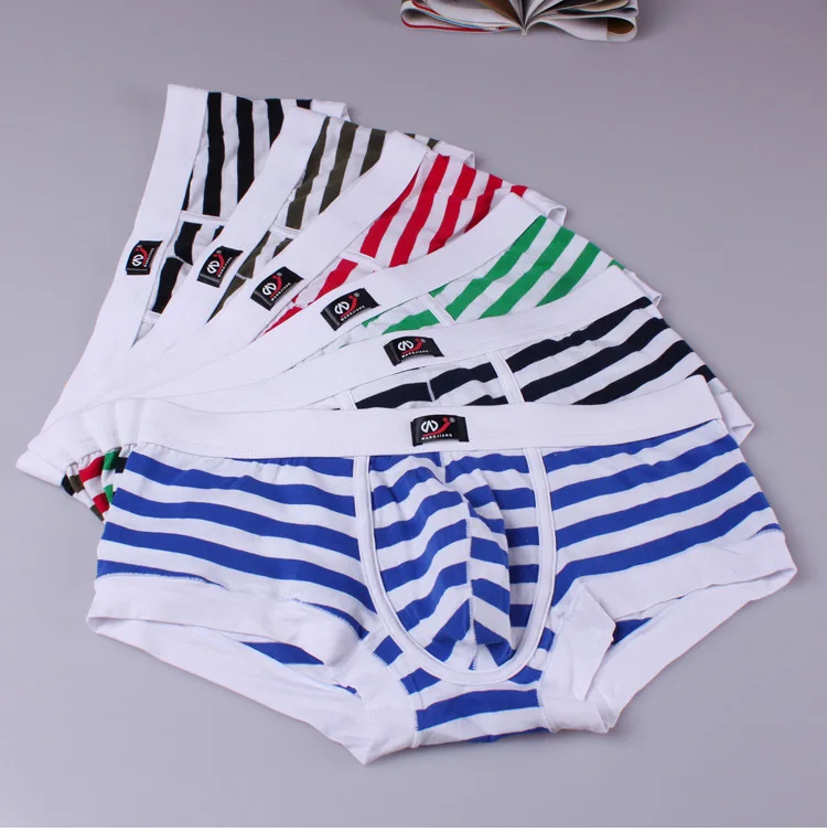 3pcs/lot WJ genuine men's underwear fashion stripe cotton pants male wholesale waist underpants | Мужская одежда