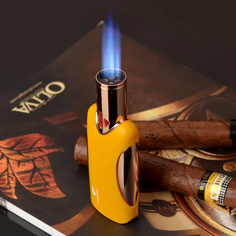 COHIBA четыре факела Зажигалка для сигары ветрозащитный многоразового бутан